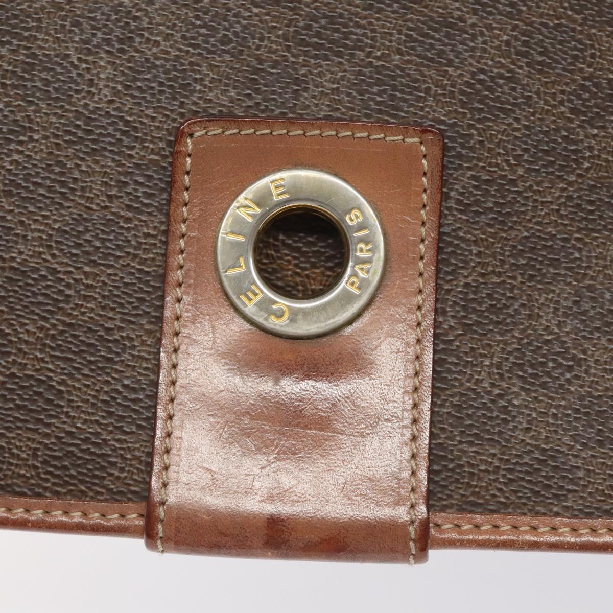CELINE Macadam Canvas Shoulder Bag PVC Leather Brown Gold Auth KD054