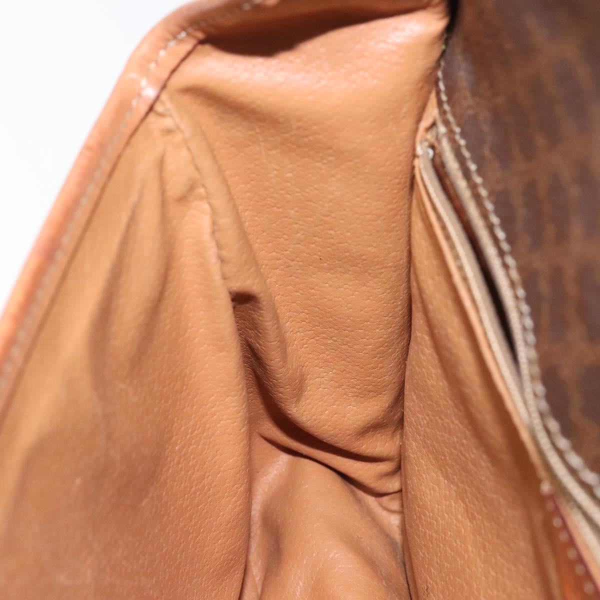 CELINE Macadam Canvas Shoulder Bag PVC Leather Brown Gold Auth KD054