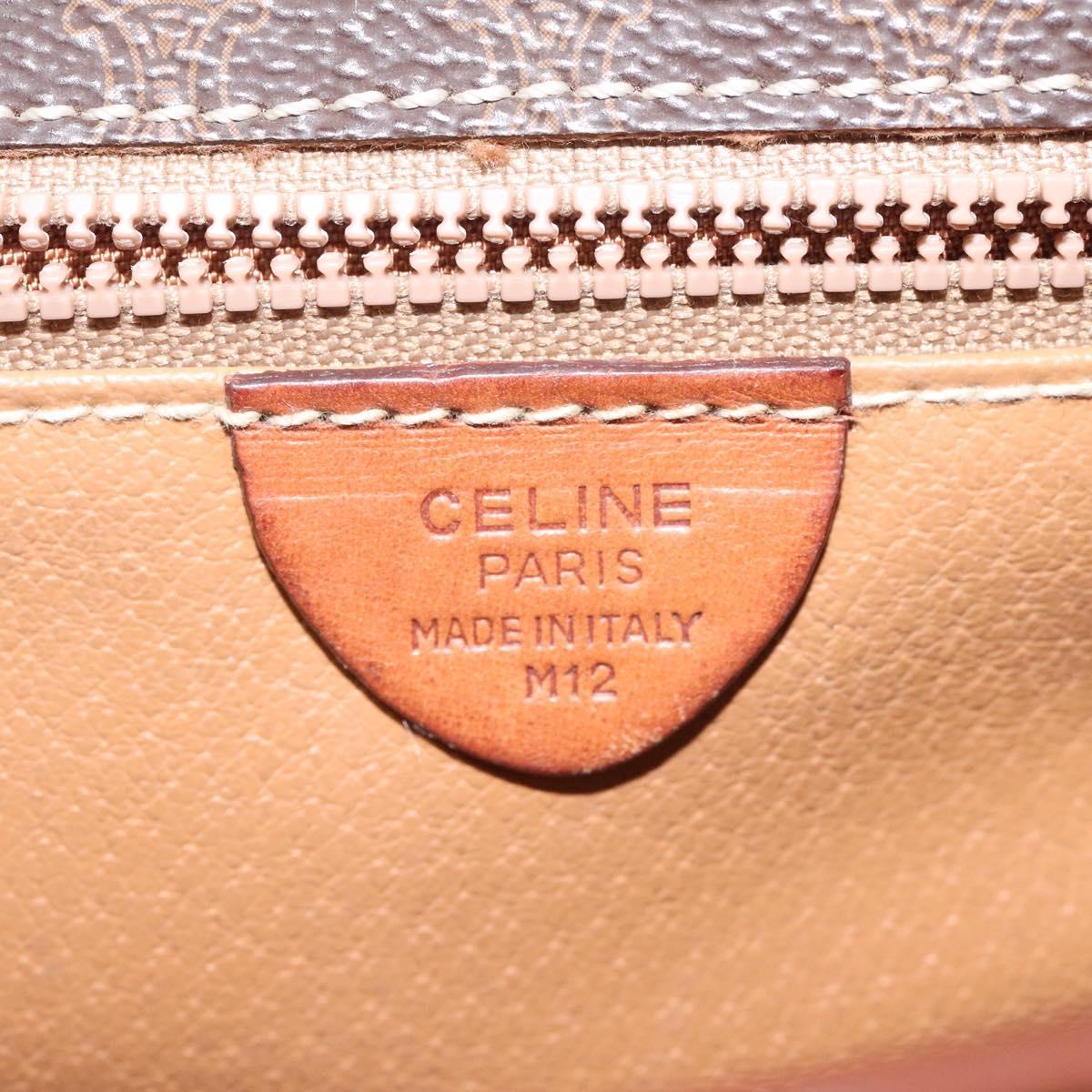 CELINE Macadam Canvas Shoulder Bag PVC Leather Brown Gold Auth KD057