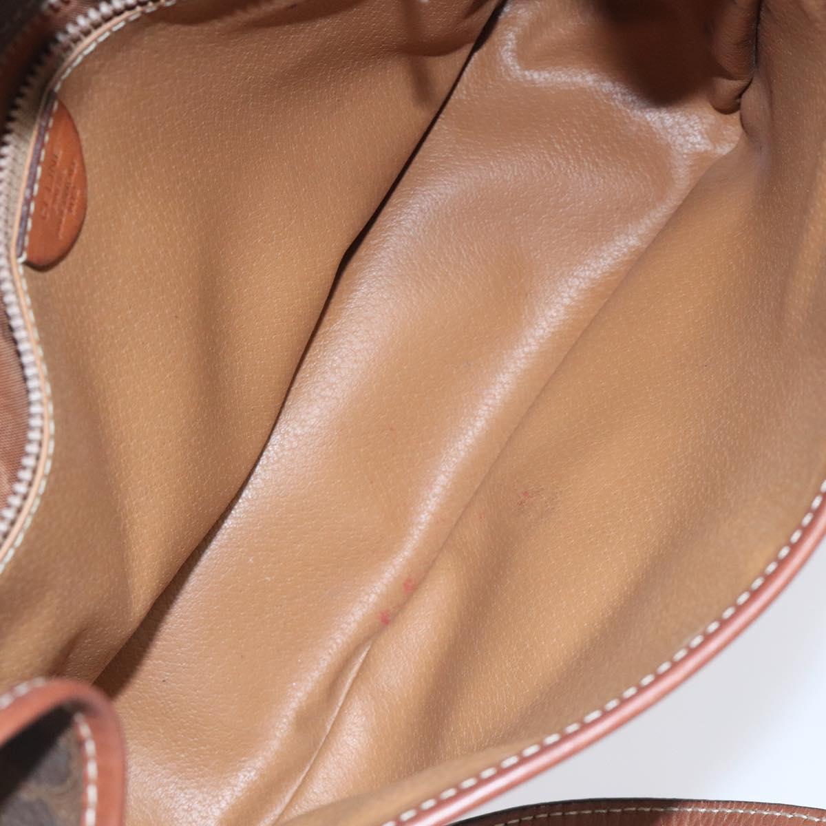 CELINE Macadam Canvas Shoulder Bag PVC Leather Brown Gold Auth KD057