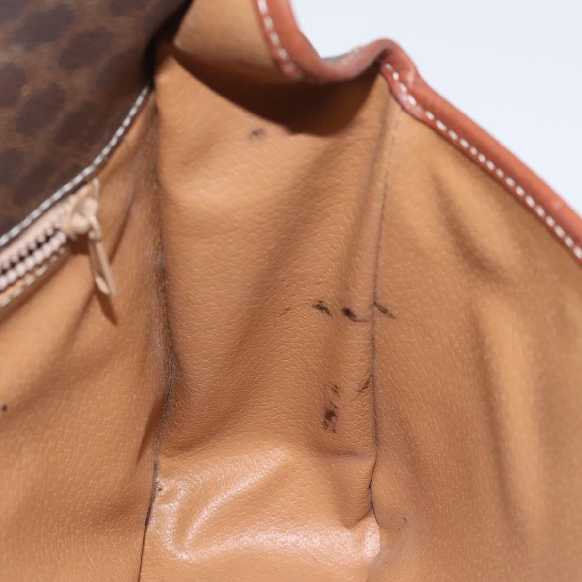 CELINE Macadam Canvas Shoulder Bag PVC Leather Brown Gold Auth KD057