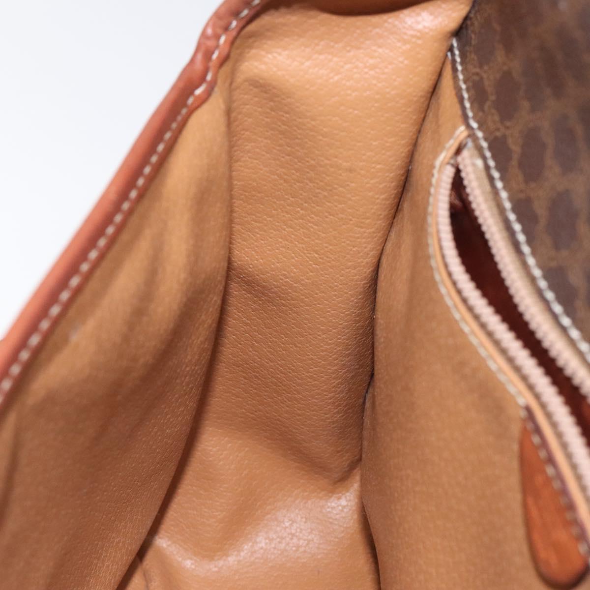 CELINE Macadam Canvas Shoulder Bag PVC Leather Brown Gold Auth KD057