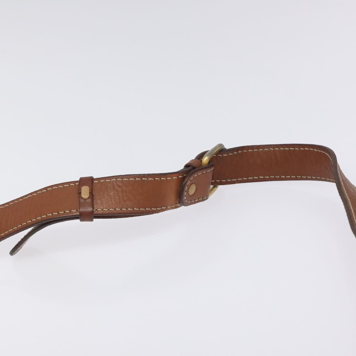 CELINE Macadam Canvas Shoulder Bag PVC Leather Brown Gold Auth KD057