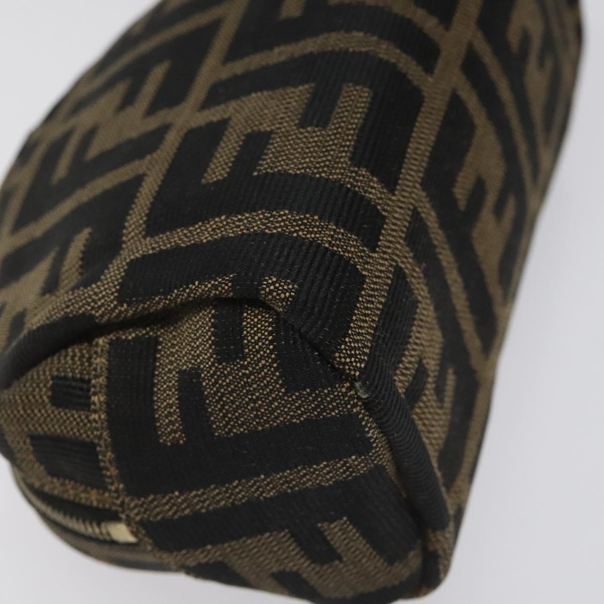 FENDI Zucca Canvas Pouch Brown Black Auth KD058