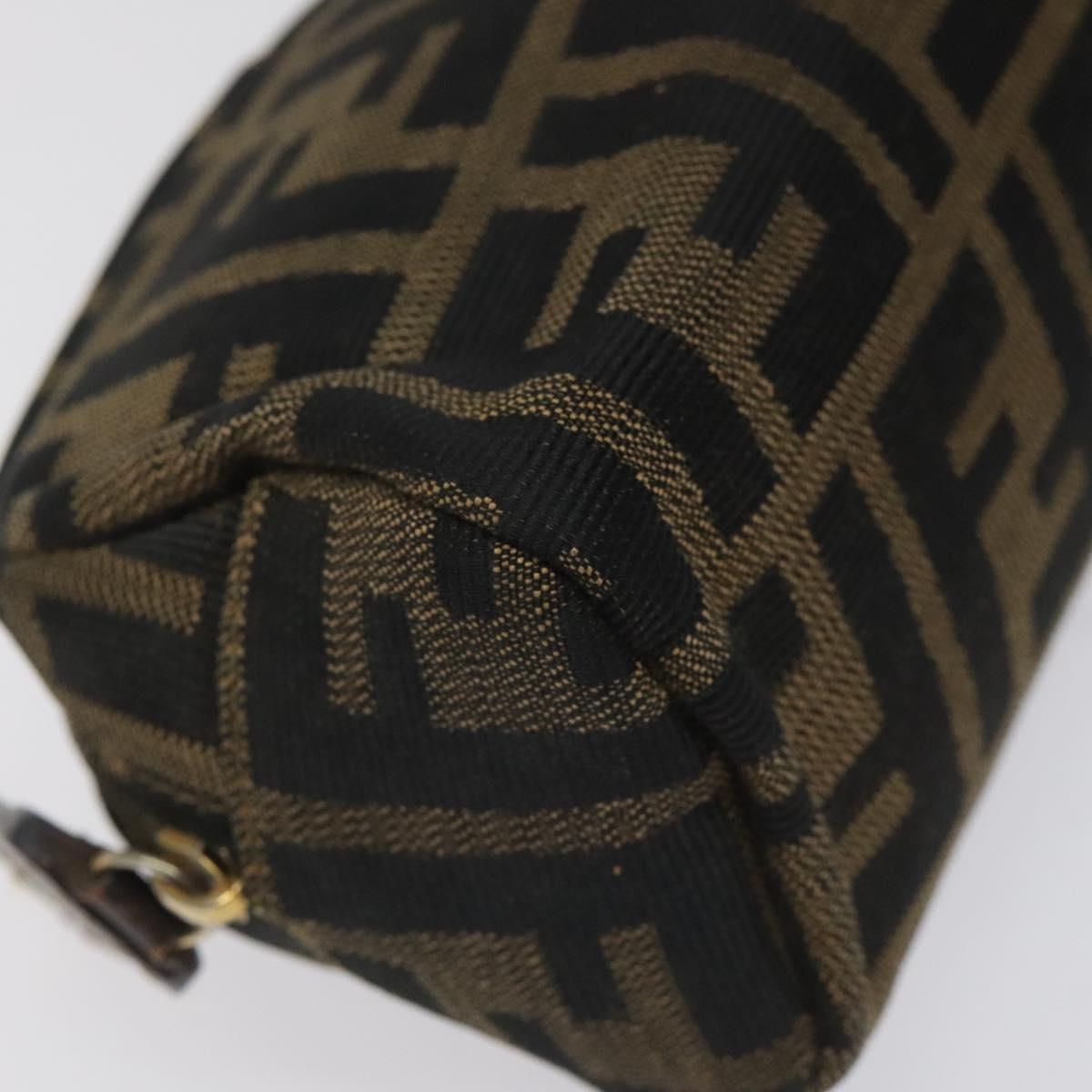 FENDI Zucca Canvas Pouch Brown Black Auth KD058