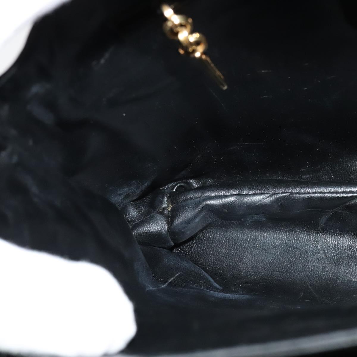 Salvatore Ferragamo Gancini Hand Bag Leather 2way Black Gold Auth KD059