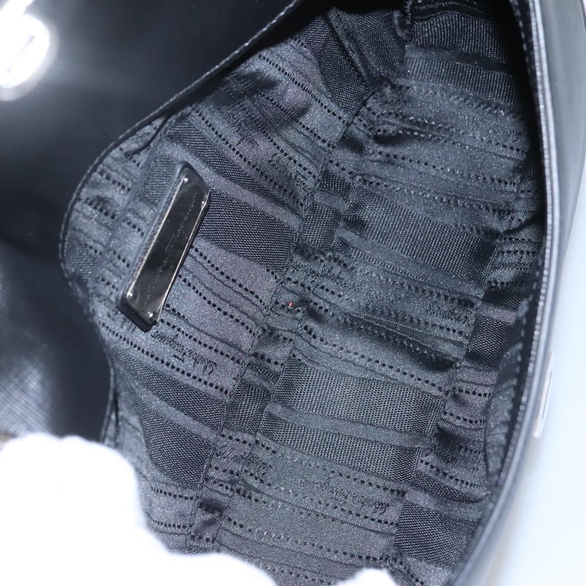 Salvatore Ferragamo Gancini Chain Shoulder Bag Leather Black Silver Auth KD060