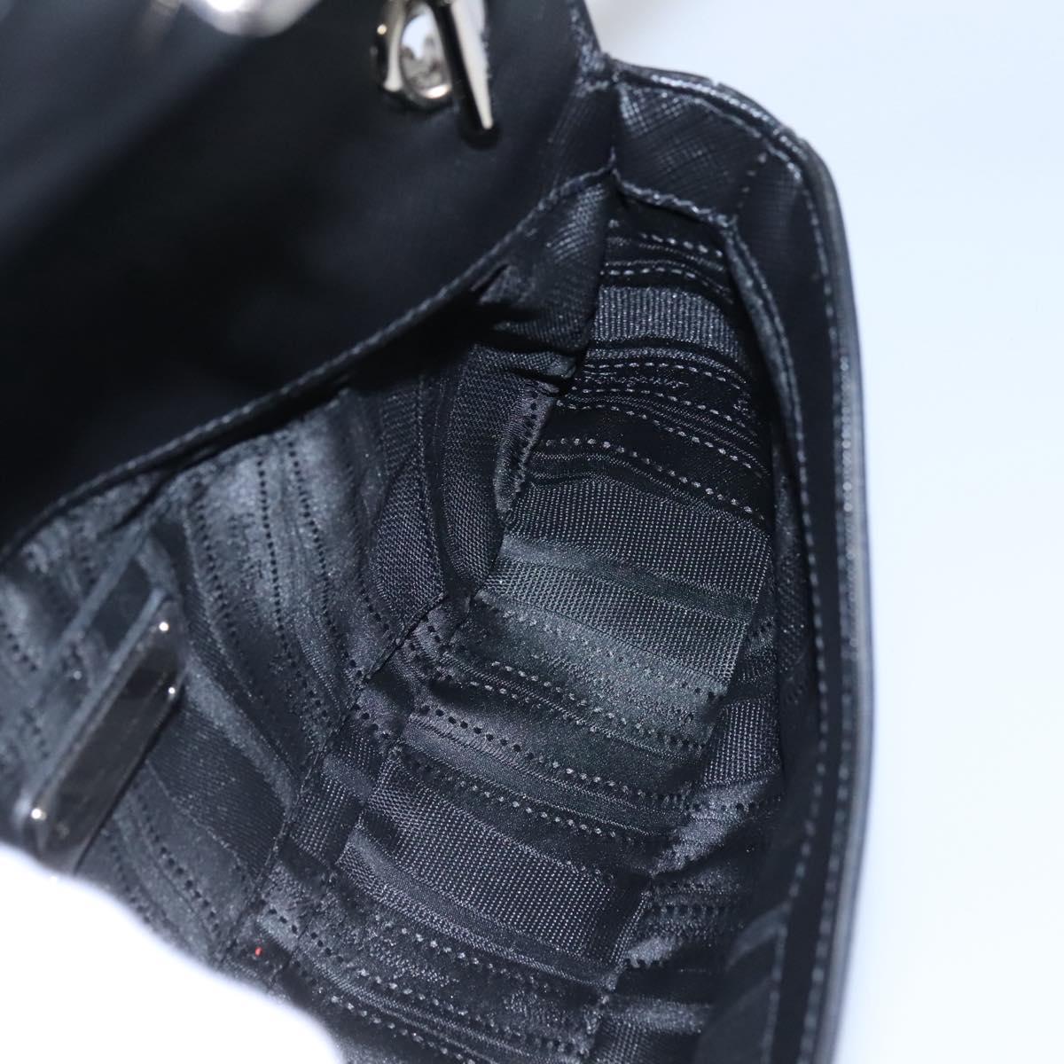 Salvatore Ferragamo Gancini Chain Shoulder Bag Leather Black Silver Auth KD060