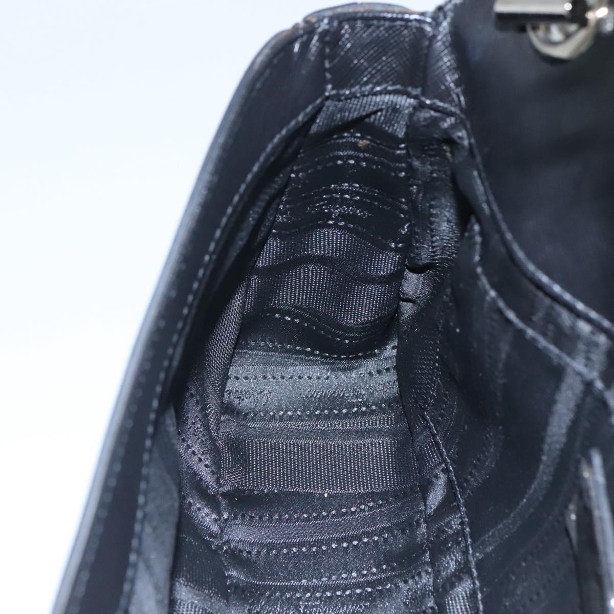 Salvatore Ferragamo Gancini Chain Shoulder Bag Leather Black Silver Auth KD060