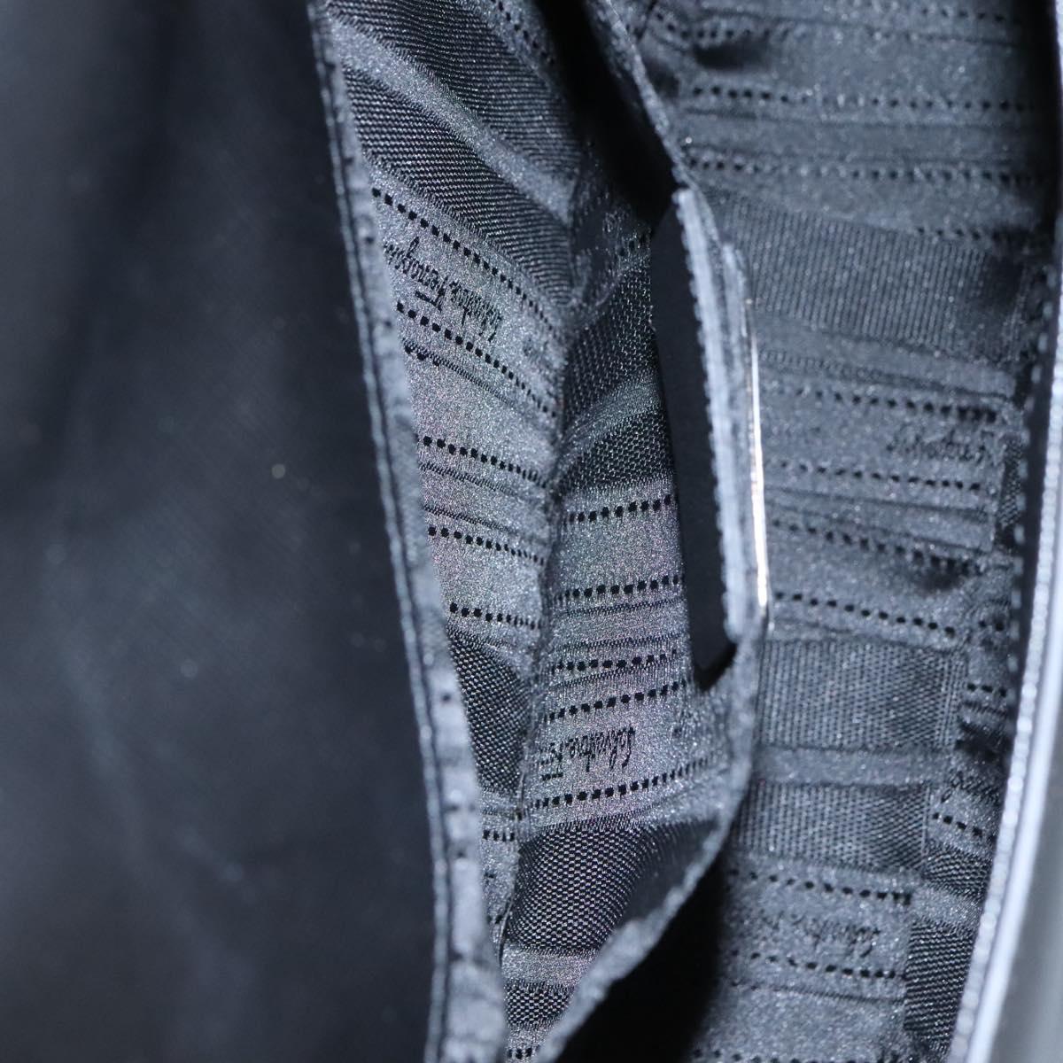 Salvatore Ferragamo Gancini Chain Shoulder Bag Leather Black Silver Auth KD060