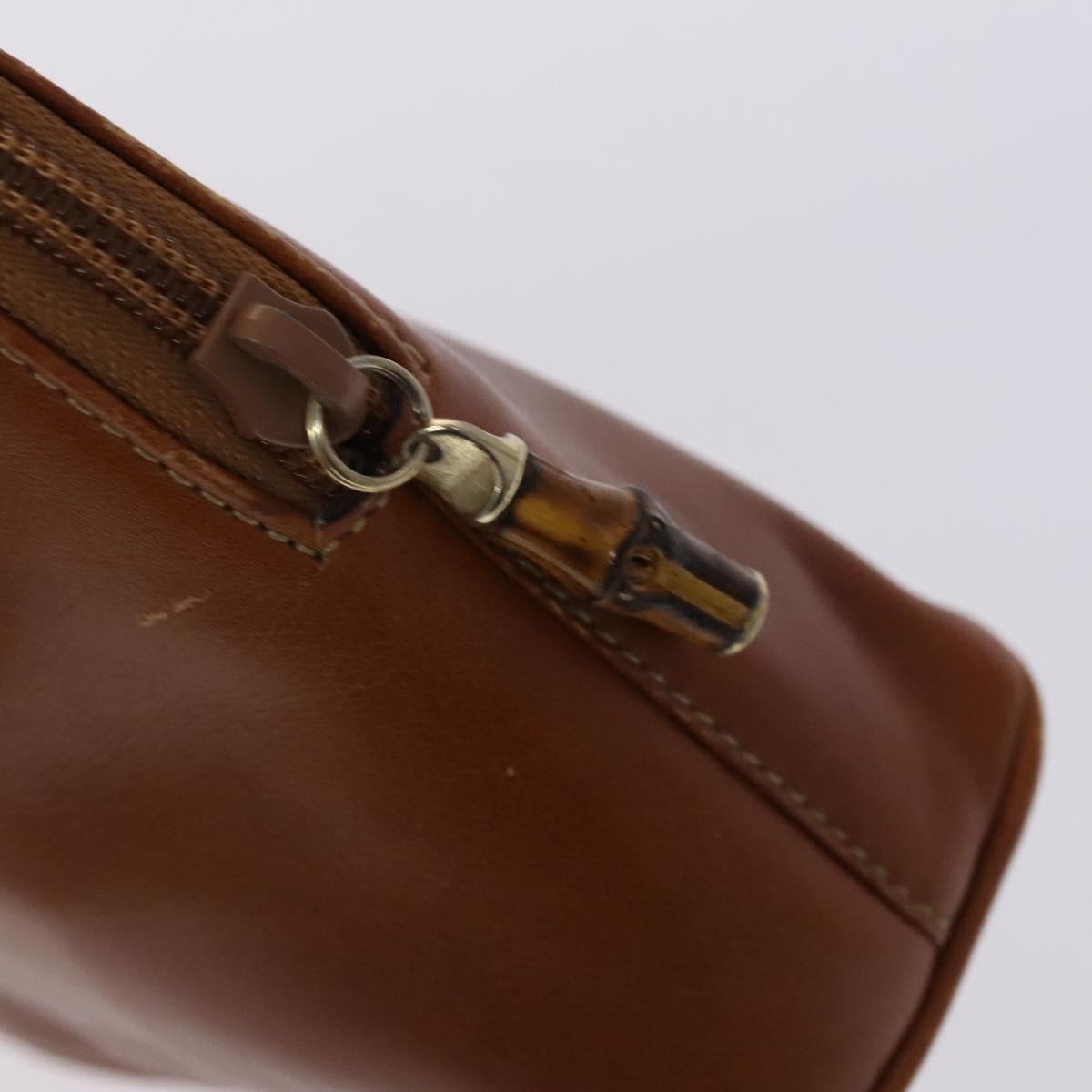 GUCCI Bamboo Hand Bag Leather 2way Brown Gold 007 2032 0231 Auth KD089