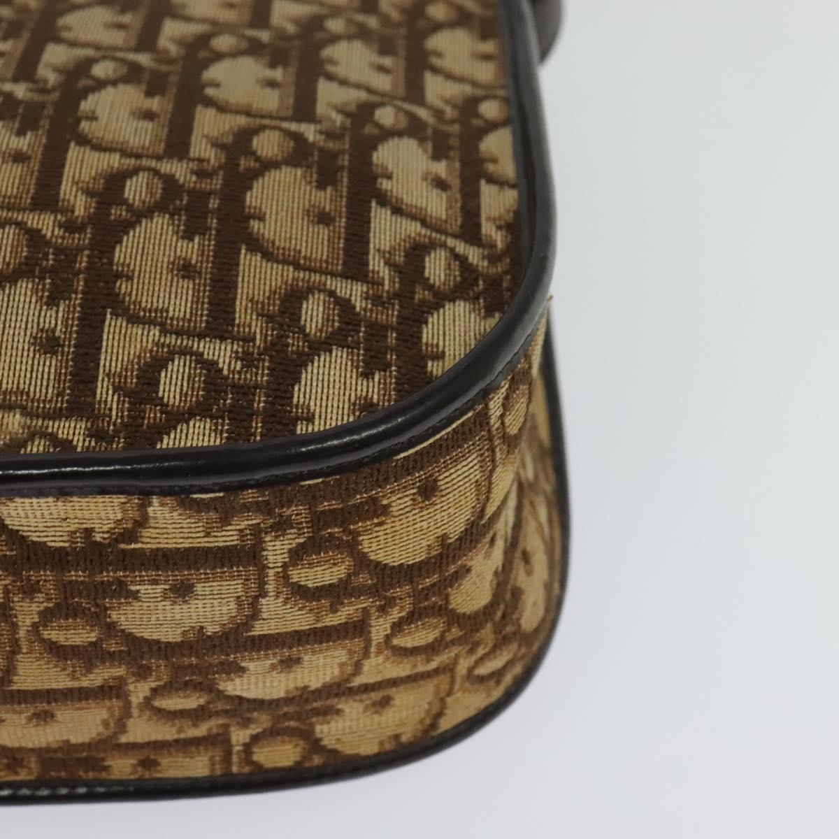 Christian Dior Trotter Canvas Shoulder Bag Brown Gold Auth KD090