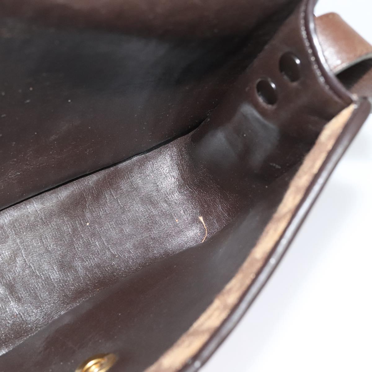 Christian Dior Trotter Canvas Shoulder Bag Brown Gold Auth KD090