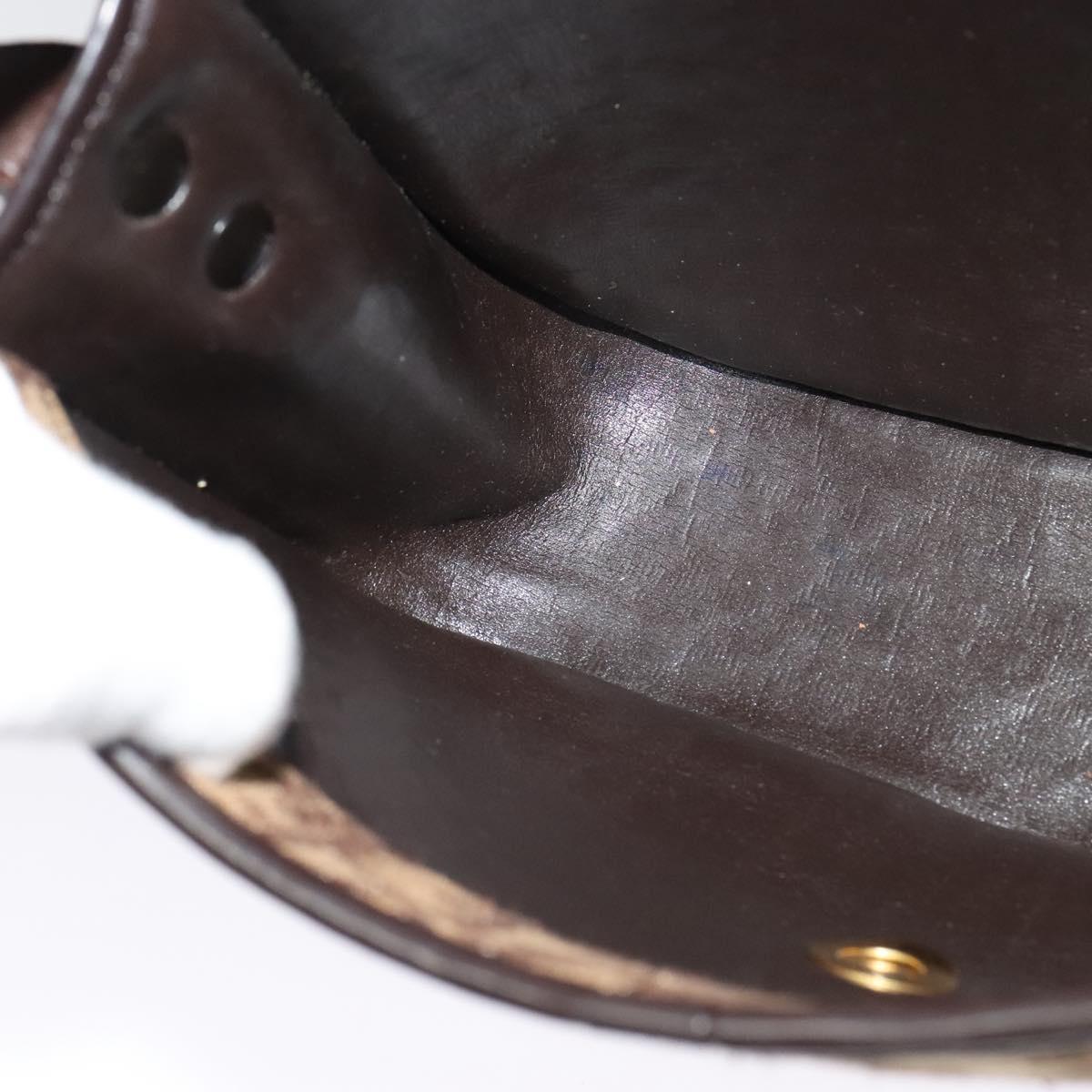 Christian Dior Trotter Canvas Shoulder Bag Brown Gold Auth KD090