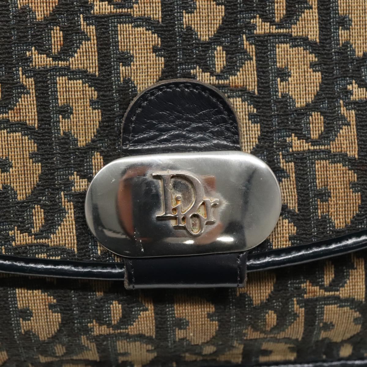 Christian Dior Trotter Canvas Shoulder Bag Navy Auth KD091