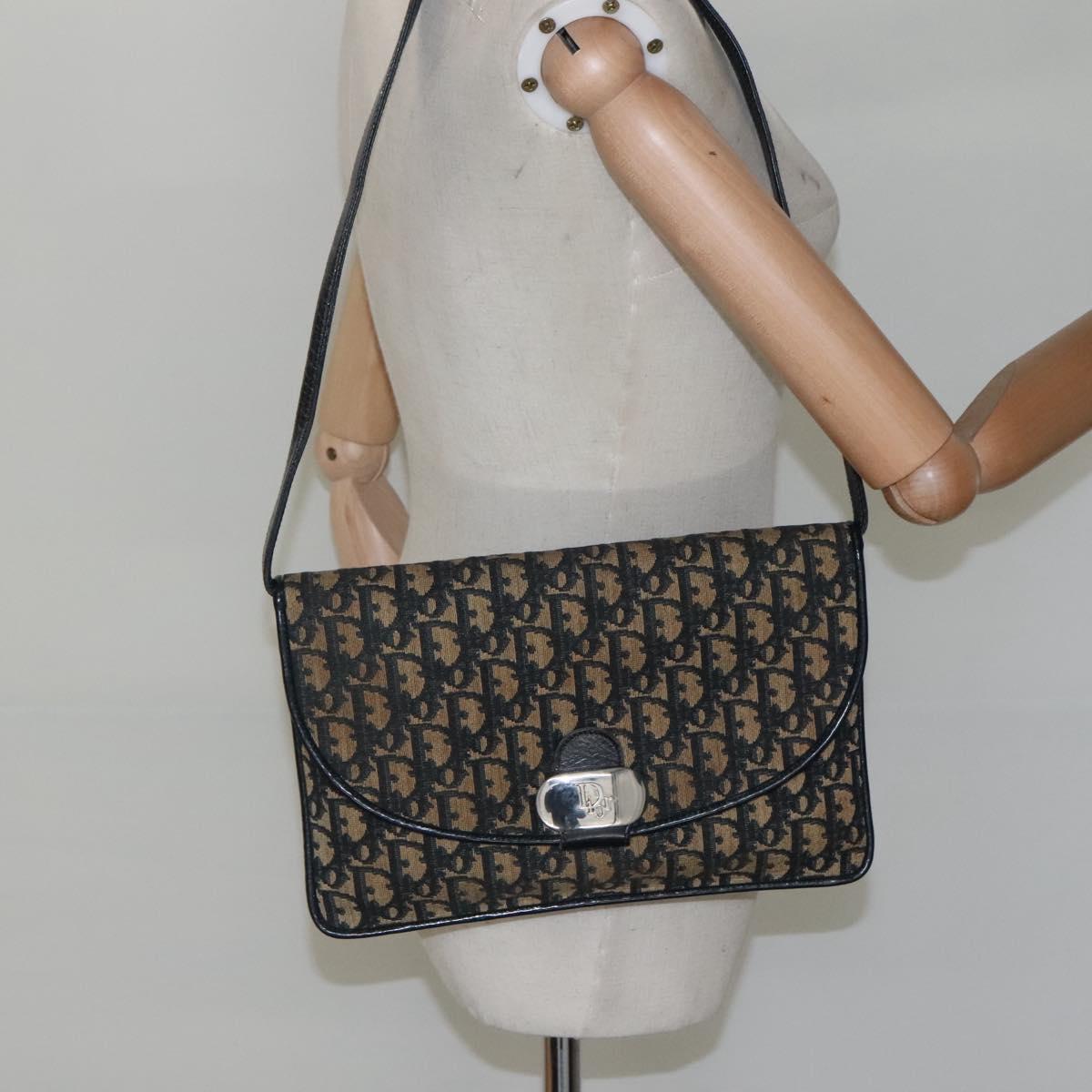 Christian Dior Trotter Canvas Shoulder Bag Navy Auth KD091