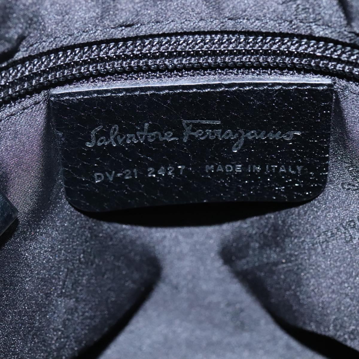 Salvatore Ferragamo Hand Bag Canvas Black Auth KD096