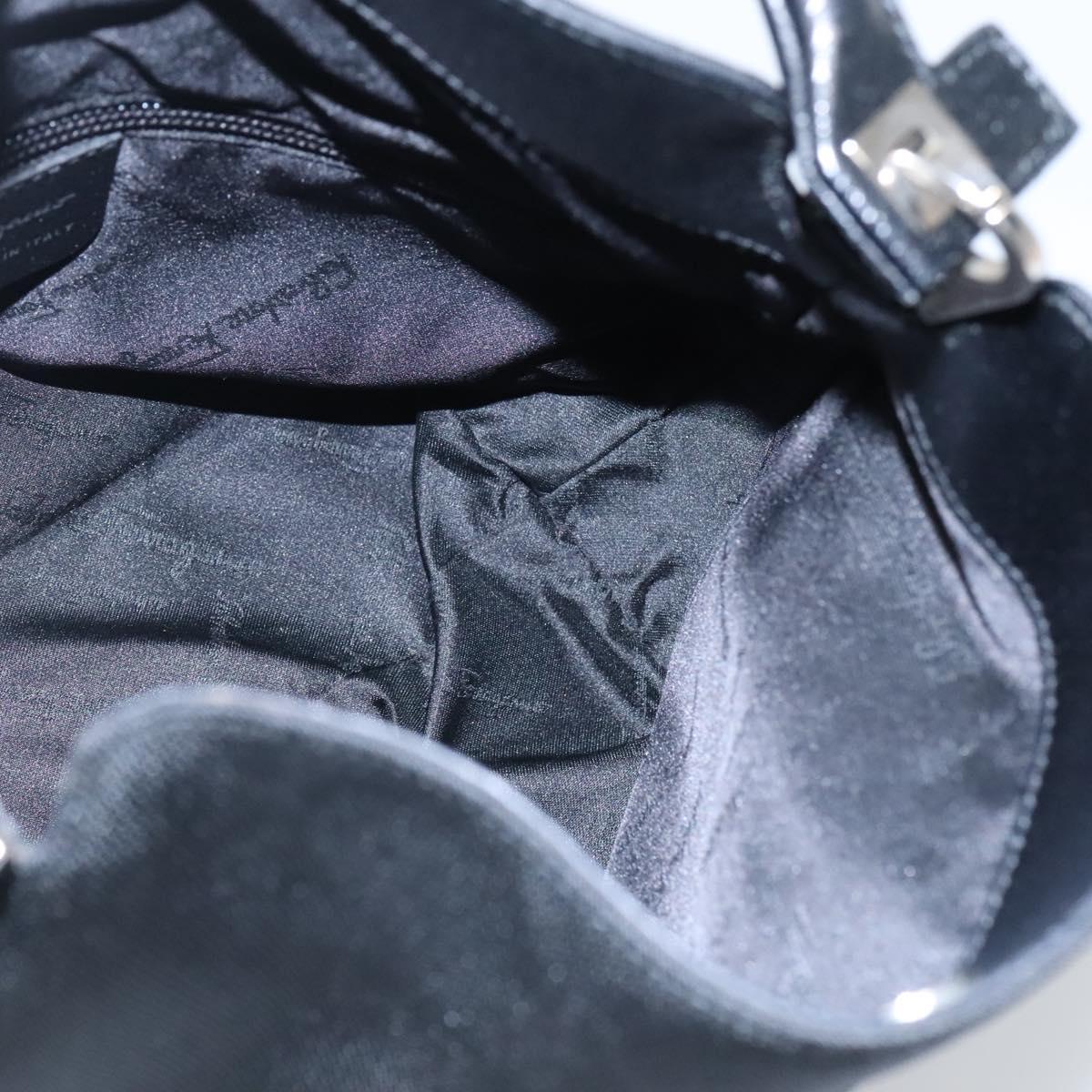 Salvatore Ferragamo Hand Bag Canvas Black Auth KD096