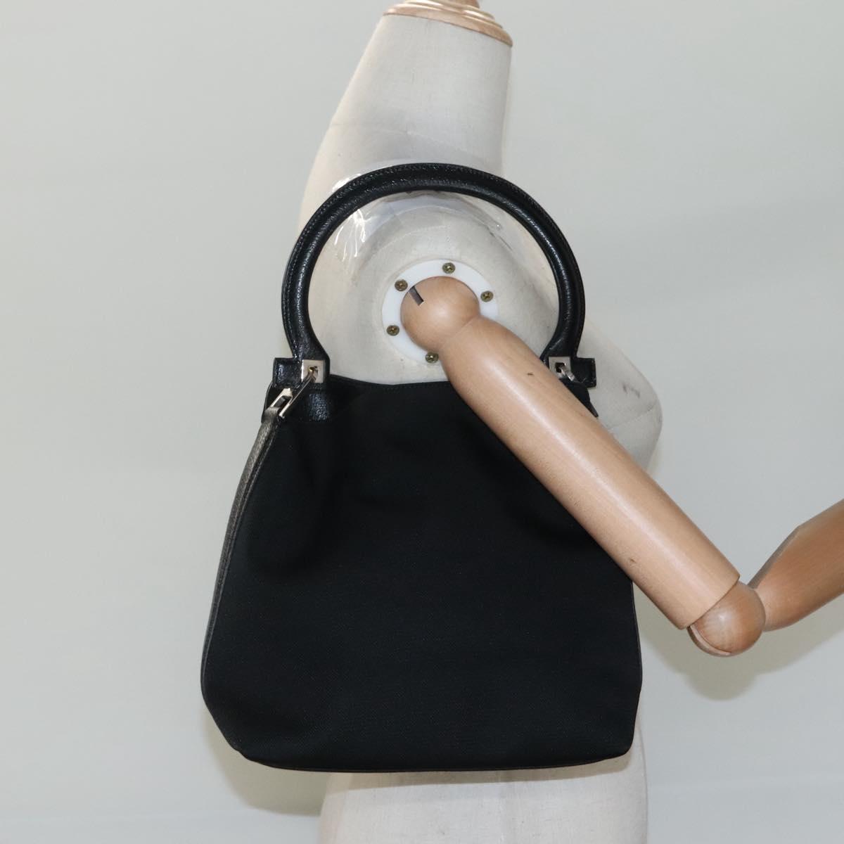 Salvatore Ferragamo Hand Bag Canvas Black Auth KD096