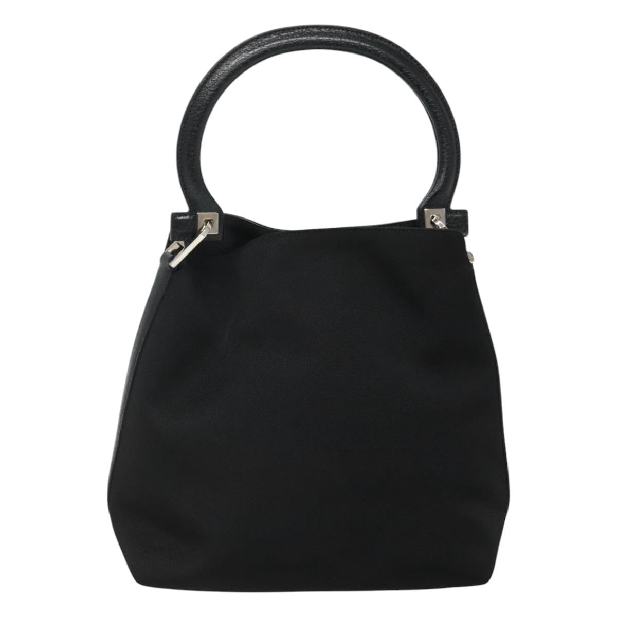 Salvatore Ferragamo Hand Bag Canvas Black Auth KD096