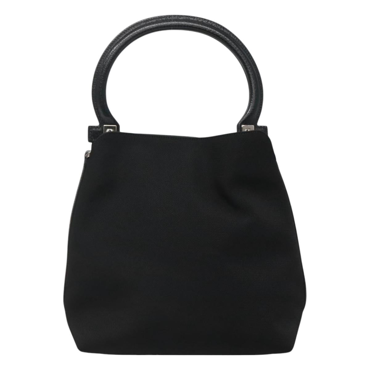 Salvatore Ferragamo Hand Bag Canvas Black Auth KD096