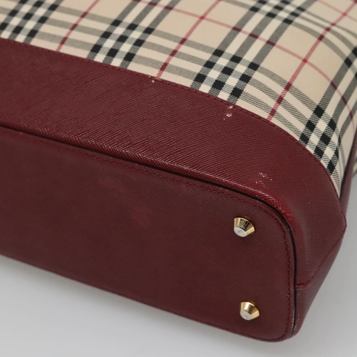 BURBERRY Nova Check Tote Bag Canvas Beige Gold Auth KD099