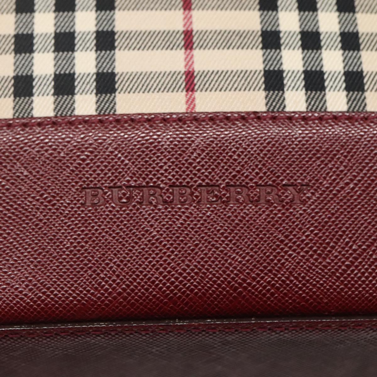 BURBERRY Nova Check Tote Bag Canvas Beige Gold Auth KD099