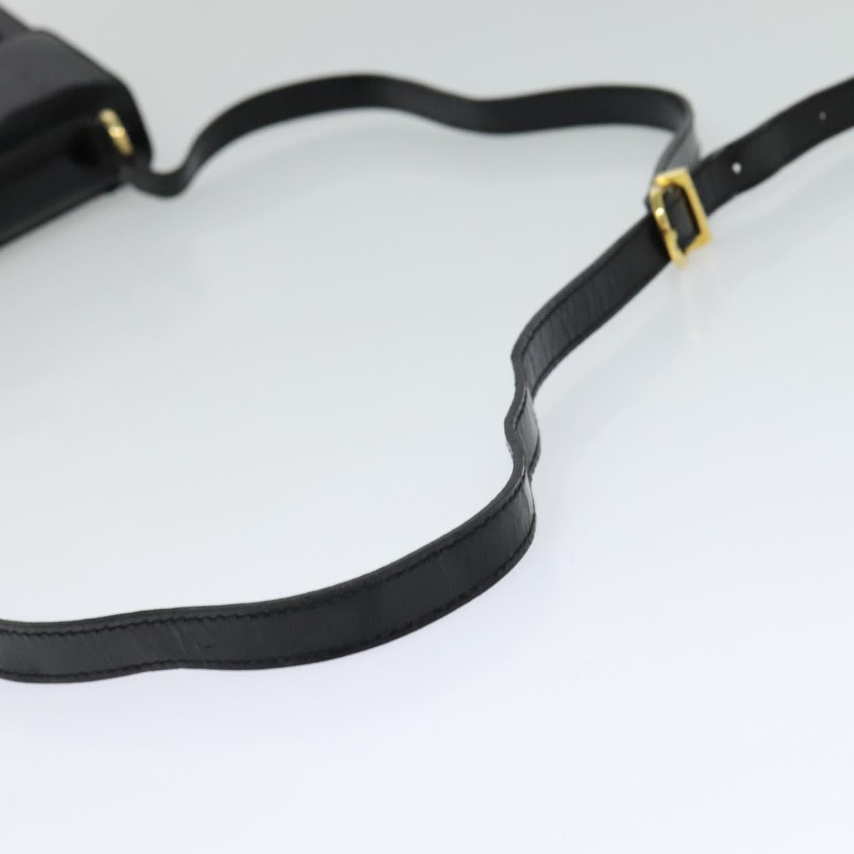 Salvatore Ferragamo Gancini Shoulder Bag Enamel Black Gold Auth KD105