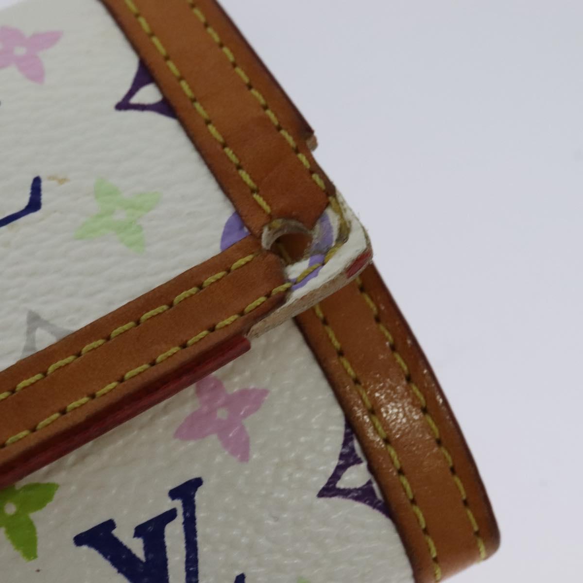 LOUIS VUITTON Monogram Multicolor Porte Monnaie Plat White M92657 Auth KD109
