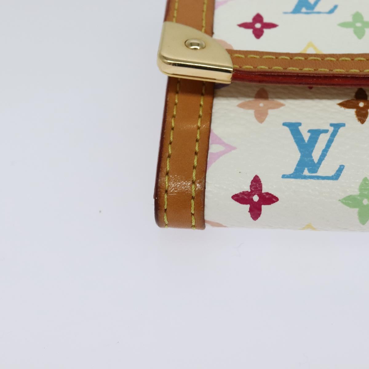 LOUIS VUITTON Monogram Multicolor Porte Monnaie Plat White M92657 Auth KD109