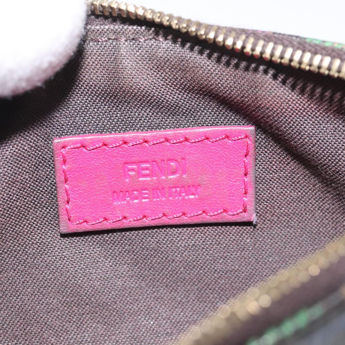 FENDI Zucca Canvas Coin Purse Multicolor Gold Auth KD110