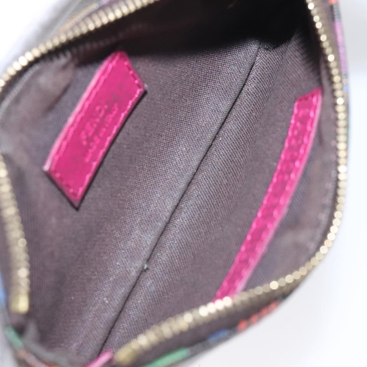 FENDI Zucca Canvas Coin Purse Multicolor Gold Auth KD110