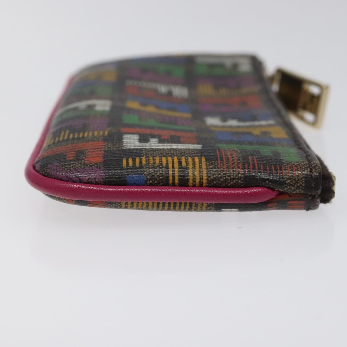 FENDI Zucca Canvas Coin Purse Multicolor Gold Auth KD110