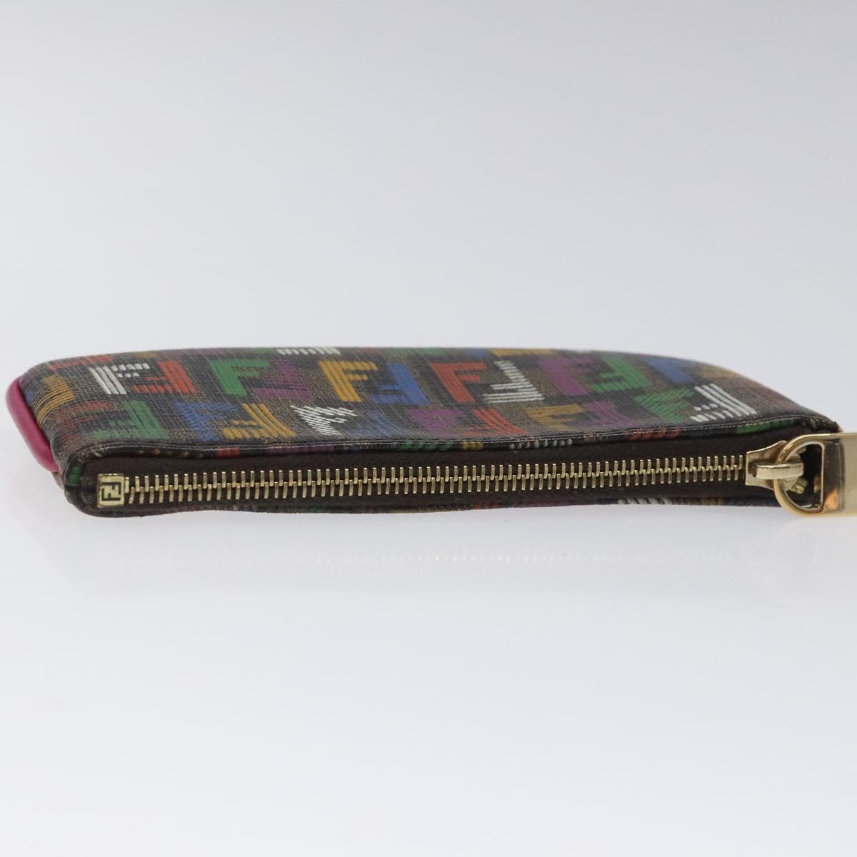 FENDI Zucca Canvas Coin Purse Multicolor Gold Auth KD110