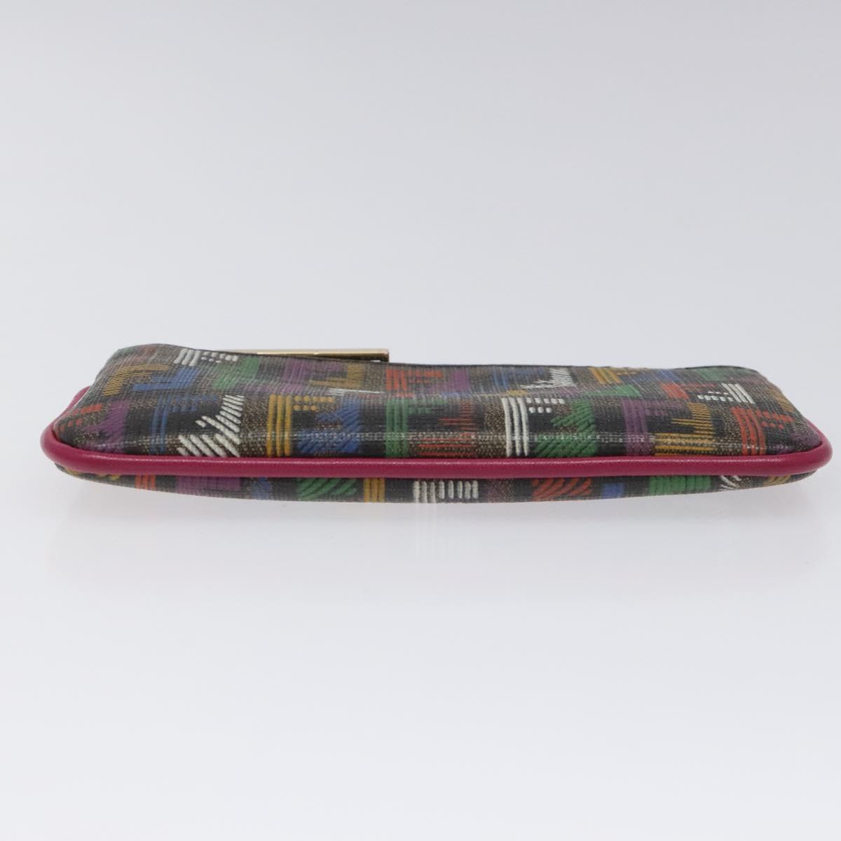 FENDI Zucca Canvas Coin Purse Multicolor Gold Auth KD110
