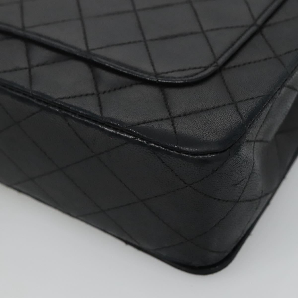 CHANEL Matelasse Chain Shoulder Bag Lamb Skin Black Gold CC Auth KD113