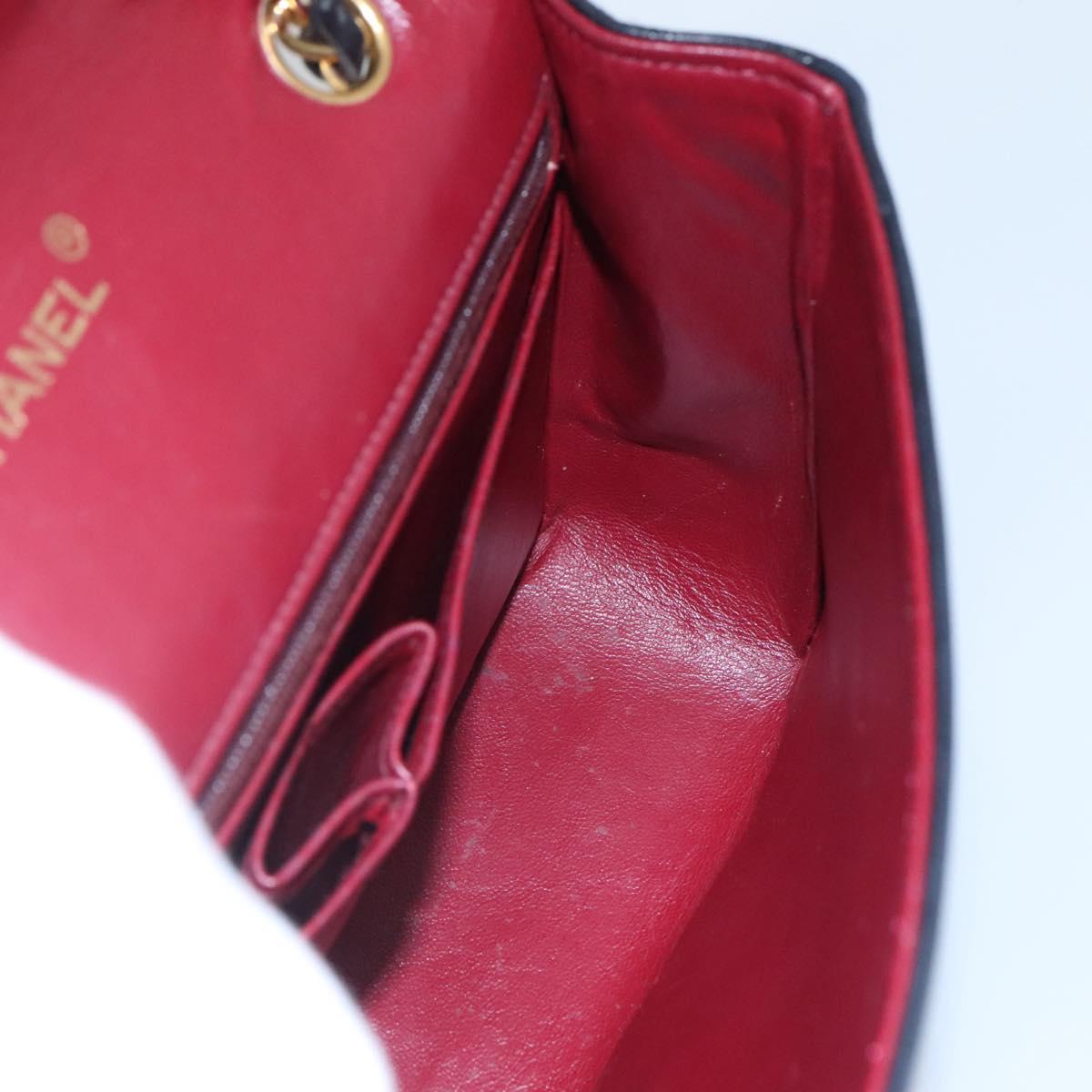 CHANEL Matelasse Chain Shoulder Bag Lamb Skin Black Gold CC Auth KD113