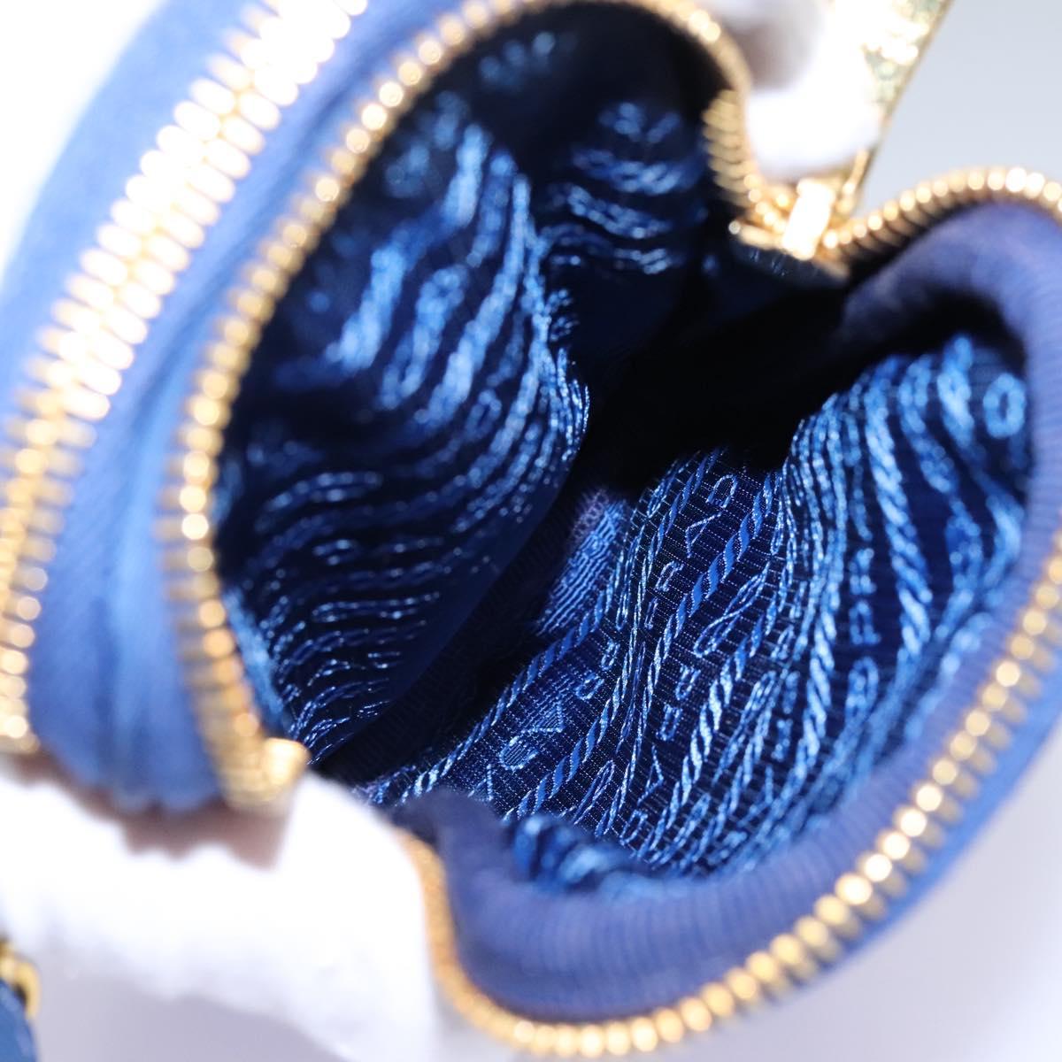 PRADA Shoulder Bag Nylon Blue Gold Auth KD114V