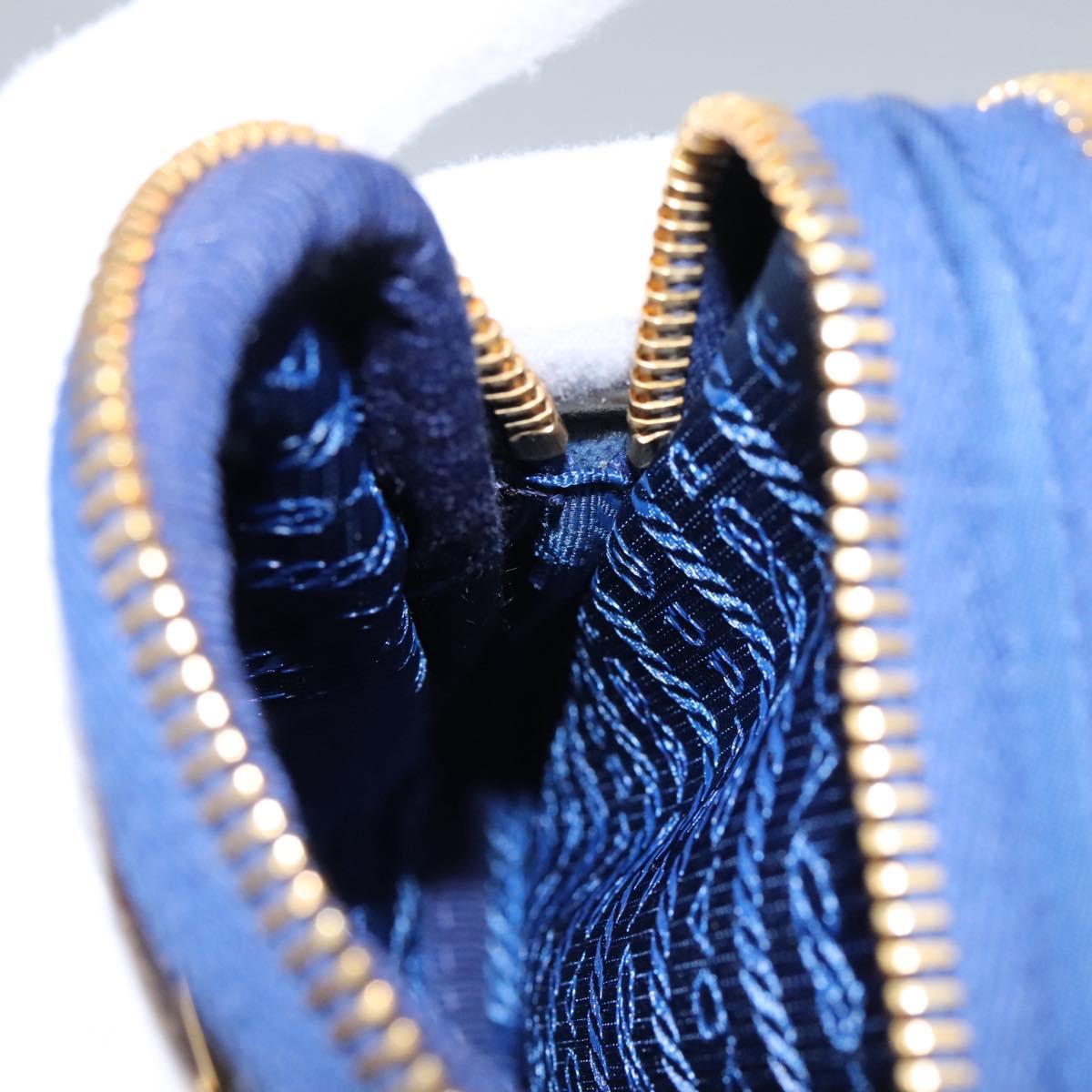 PRADA Shoulder Bag Nylon Blue Gold Auth KD114V