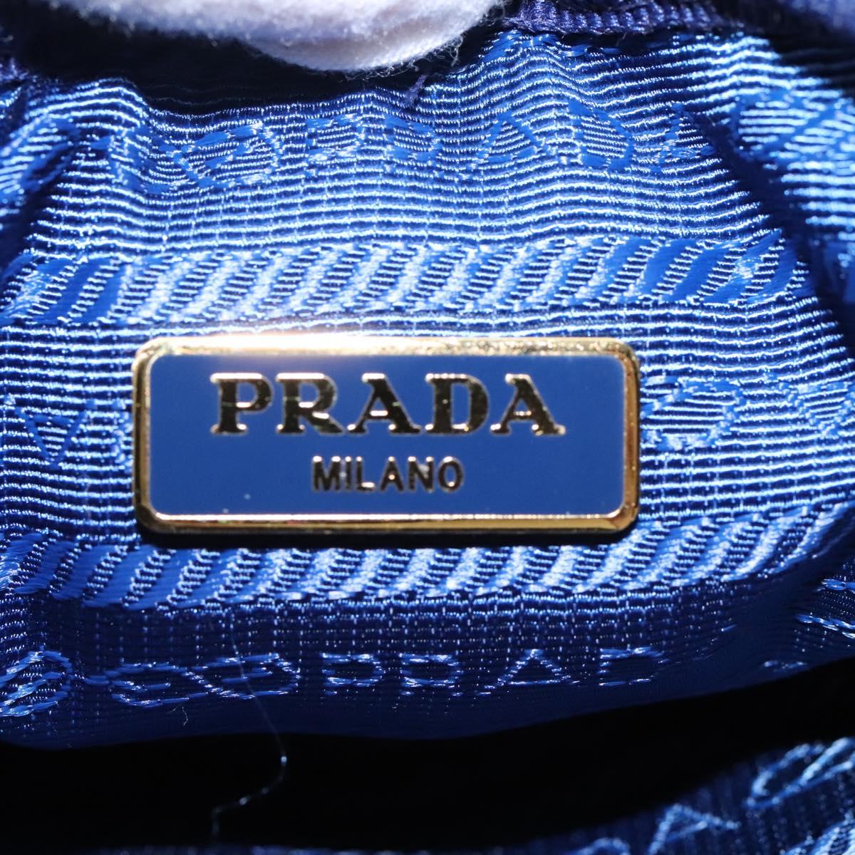 PRADA Shoulder Bag Nylon Blue Gold Auth KD114V