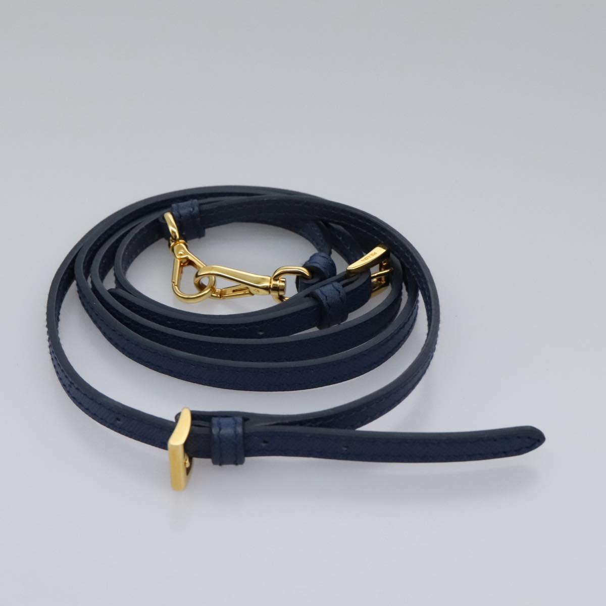 PRADA Shoulder Bag Nylon Blue Gold Auth KD114V