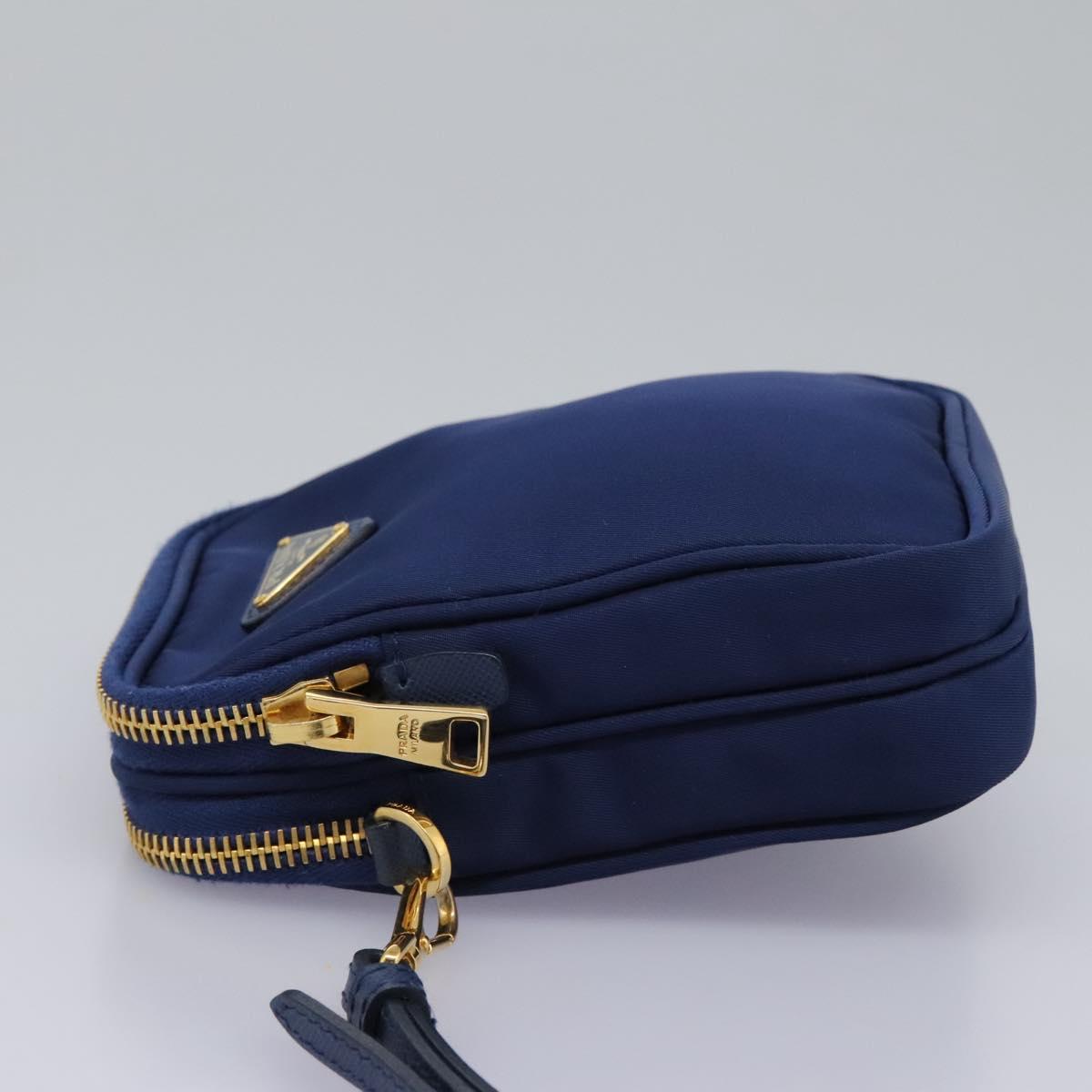 PRADA Shoulder Bag Nylon Blue Gold Auth KD114V