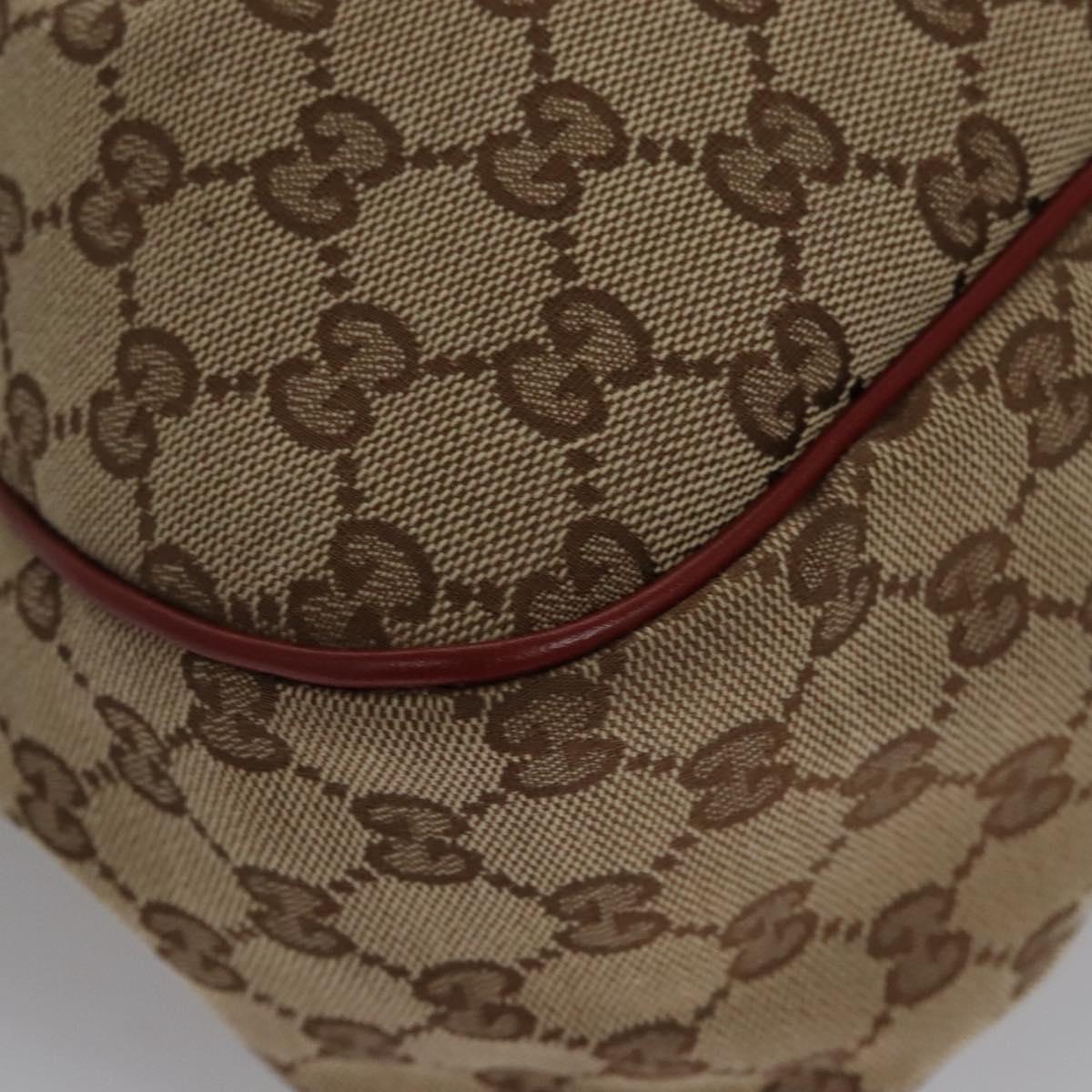 GUCCI GG Canvas Tote Bag Beige Gold Red 296835 Auth KD123