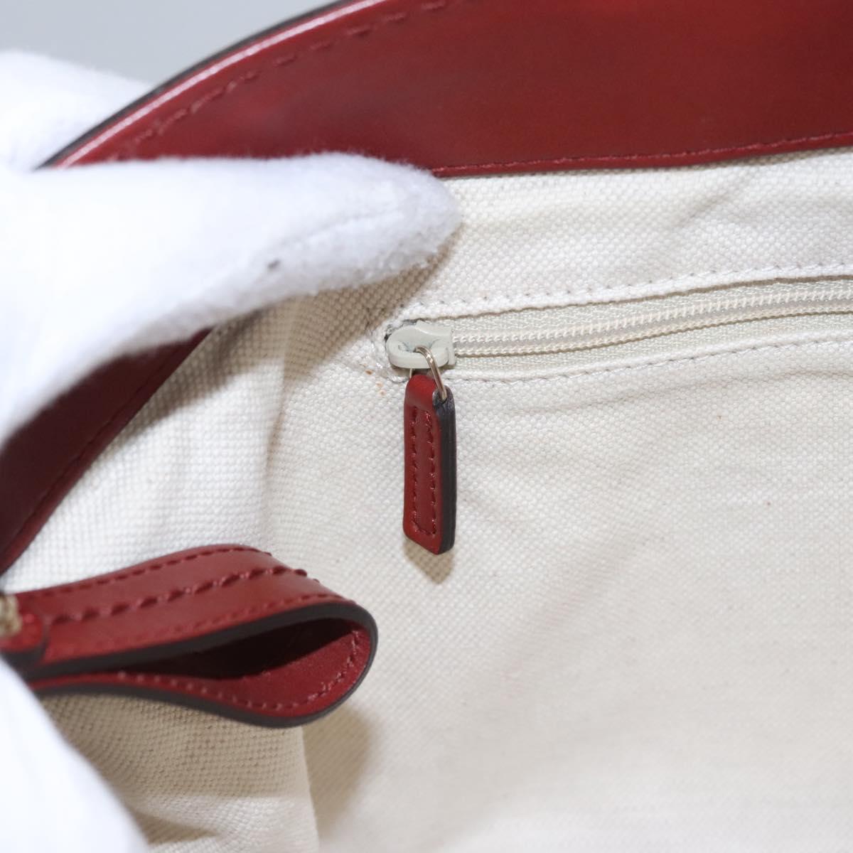 GUCCI GG Canvas Tote Bag Beige Gold Red 296835 Auth KD123