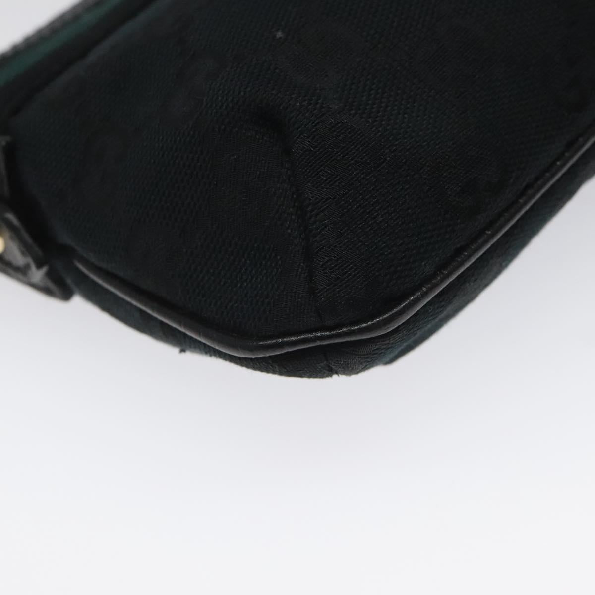 GUCCI GG Canvas Sherry Line Accessory Pouch Black Khaki 145970 Auth KD125V