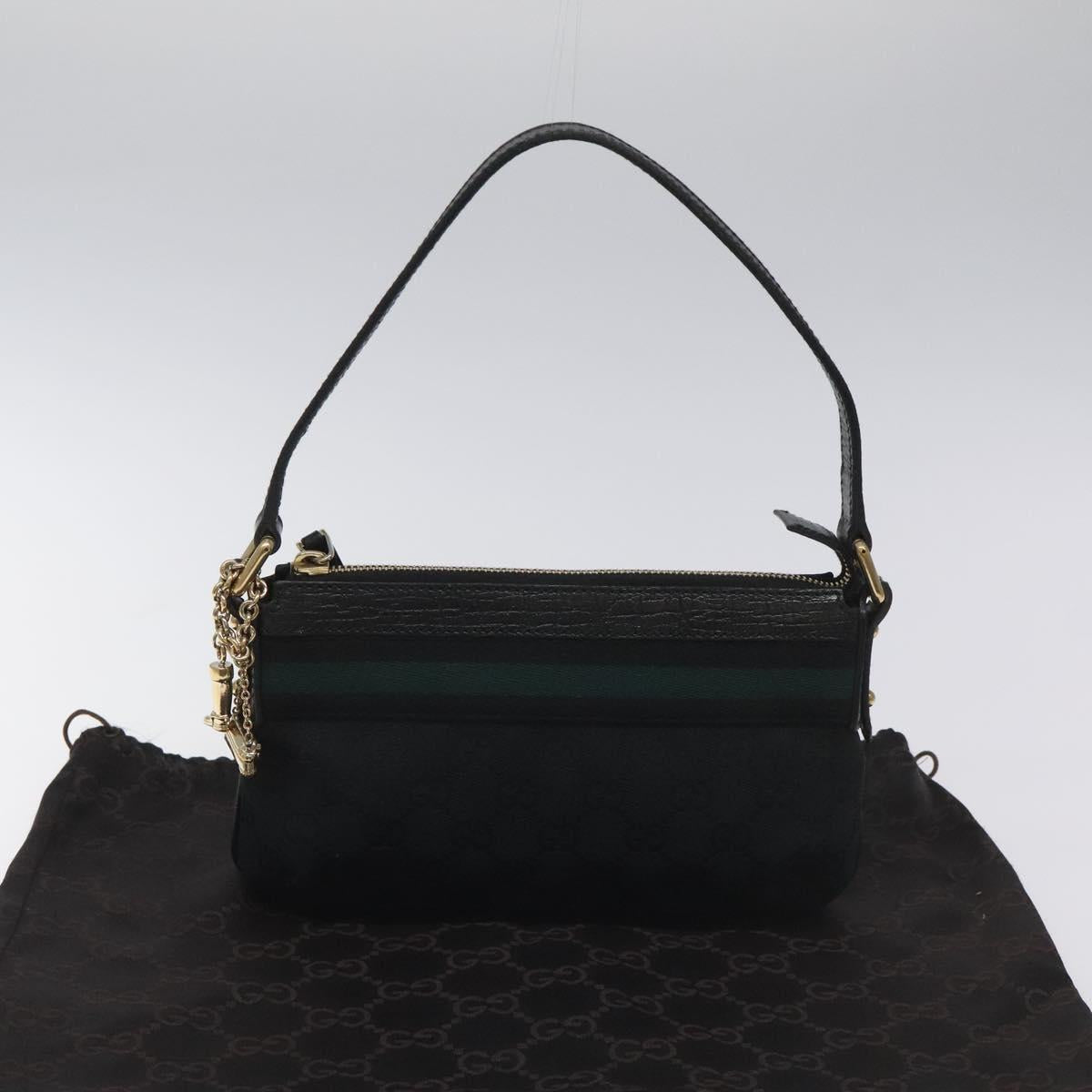 GUCCI GG Canvas Sherry Line Accessory Pouch Black Khaki 145970 Auth KD125V