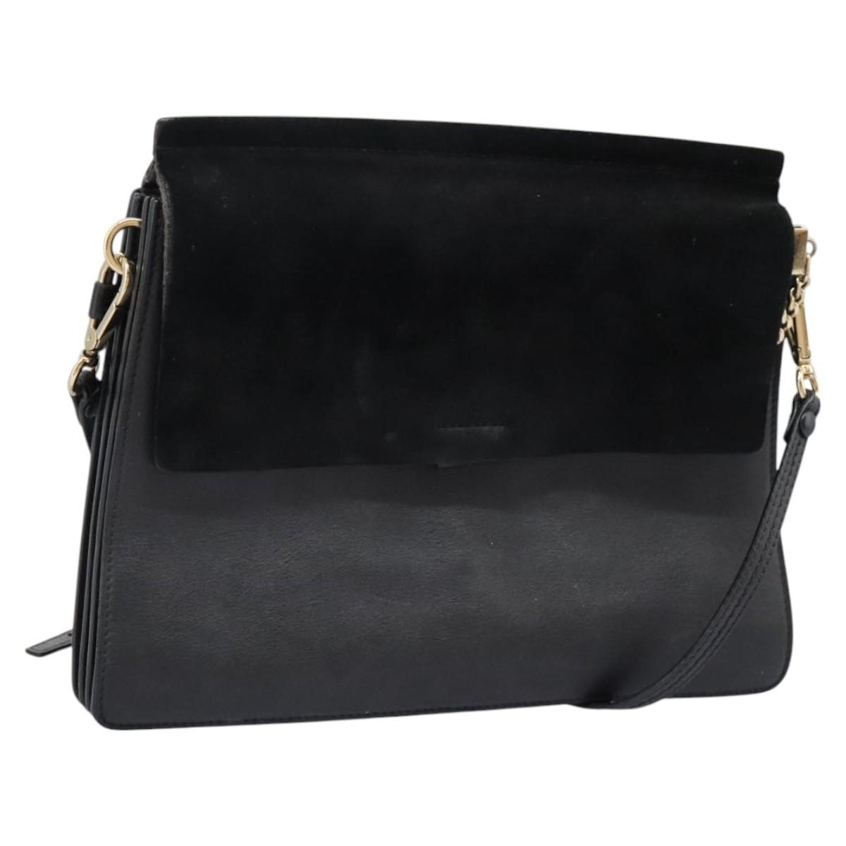 Chloe Fay Shoulder Bag Suede Leather Black Auth KD130