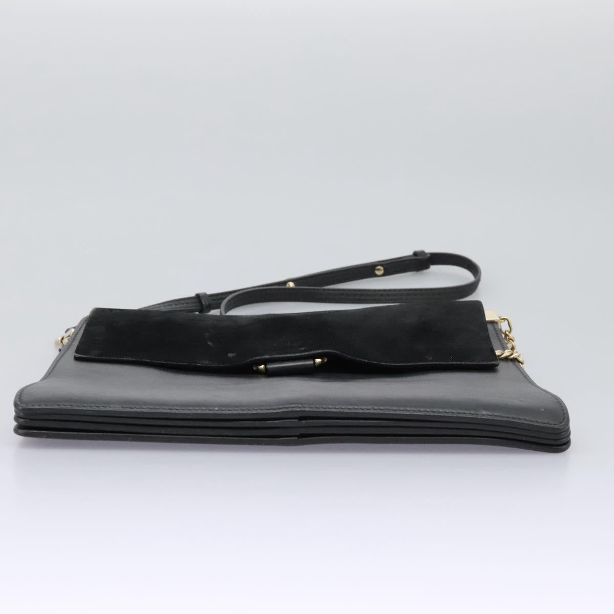 Chloe Fay Shoulder Bag Suede Leather Black Auth KD130