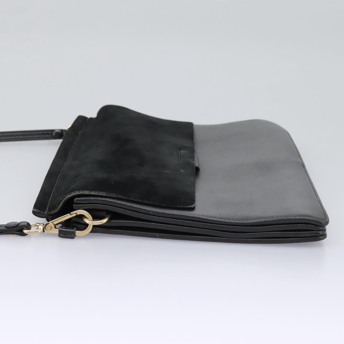 Chloe Fay Shoulder Bag Suede Leather Black Auth KD130