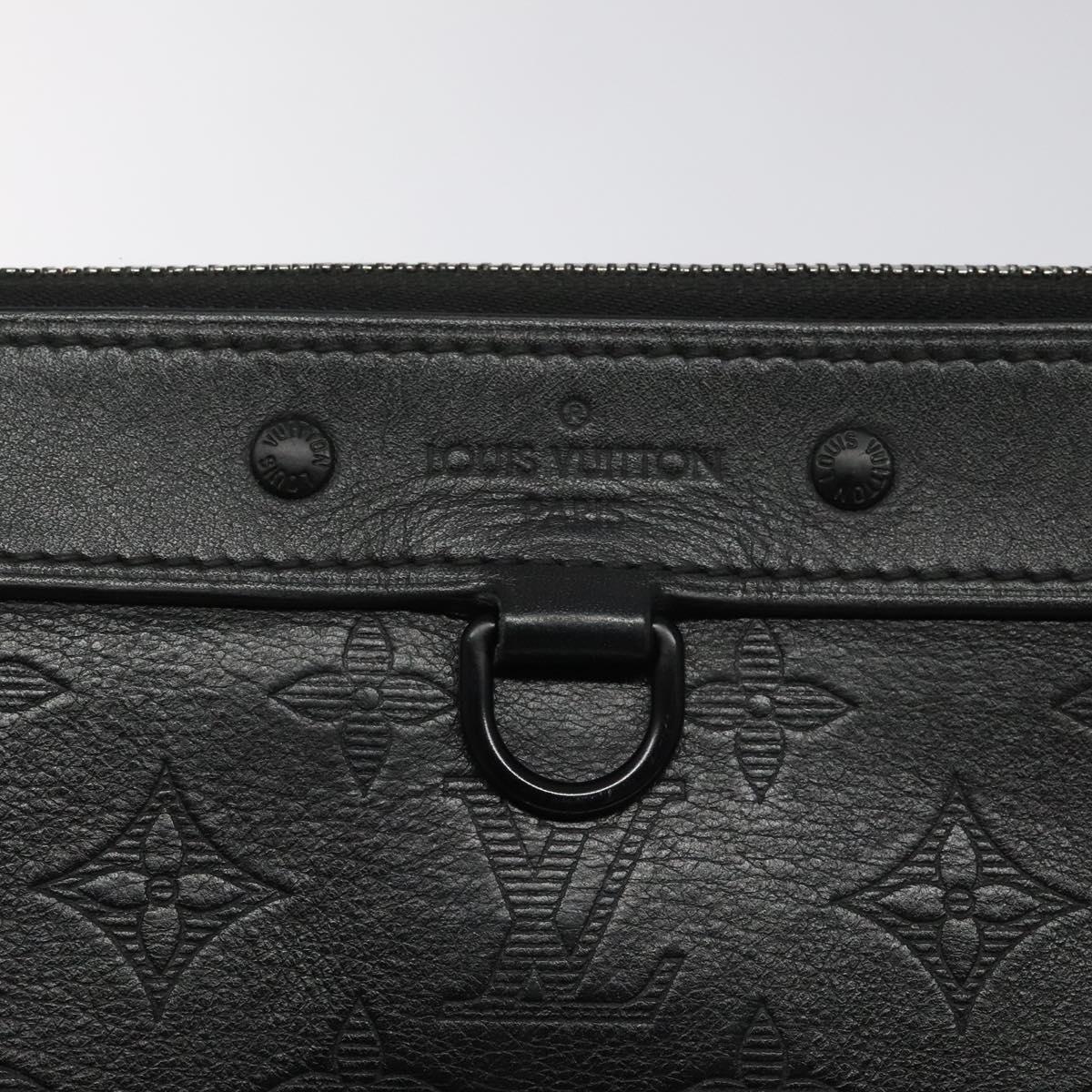 LOUIS VUITTON Monogram Shadow Pochette Discovery Bag Black M62903 LV Auth KD141